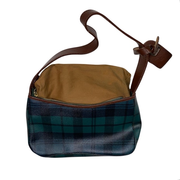 Vintage Polo Ralph Lauren Pebbled Leather Plaid Tartan Equestrian Shoulder Bag - Picture 12 of 12